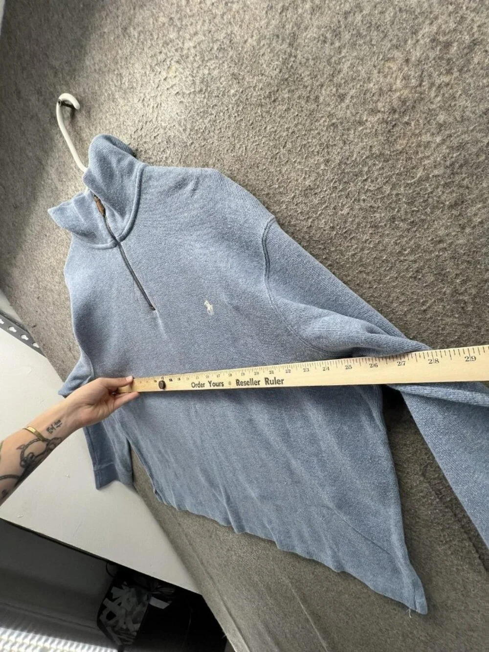Polo Ralph Lauren Sweatshirt Mens XL Blue 1/4 Zip Knit Pullover Mock Neck Logo